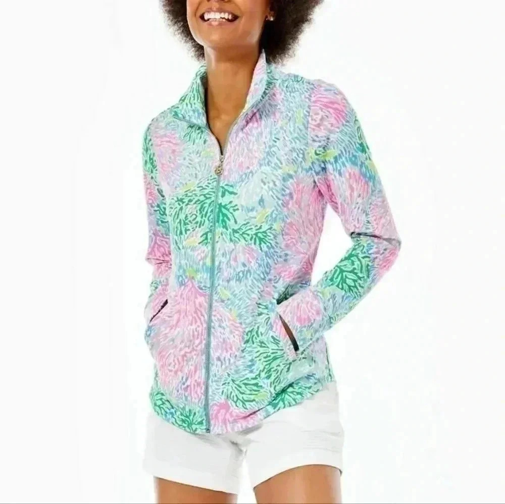 Lilly Pulitzer Luxletic Leona UPF 50+ Multi Stargazer Print Jacket Size XS